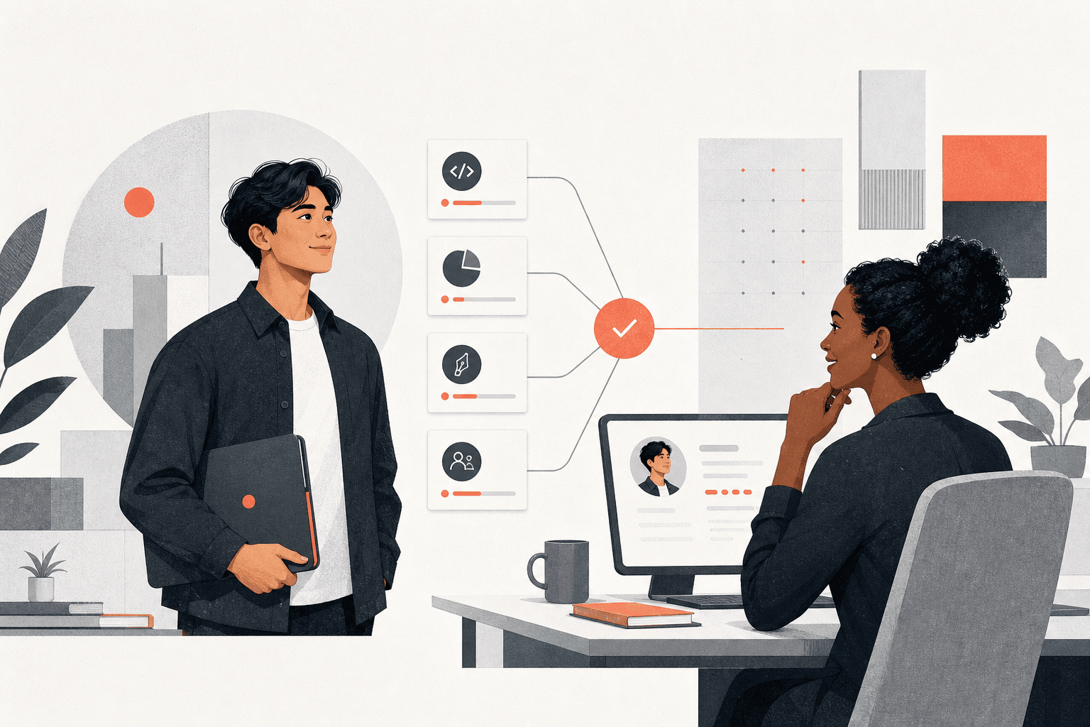A graduate and recruiter connecting through skill-based matching